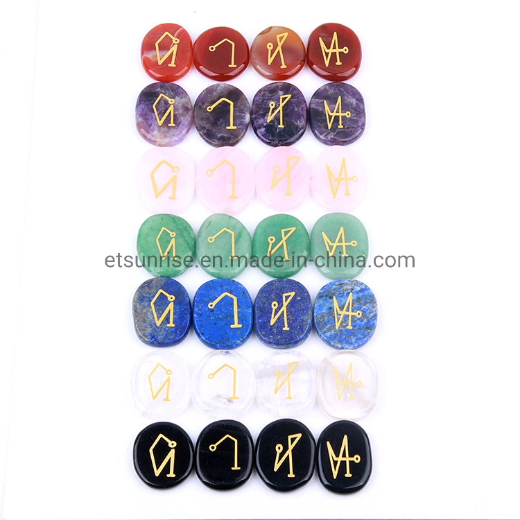 Semi Precious Stone Crystal Runes Slices Stone Carving